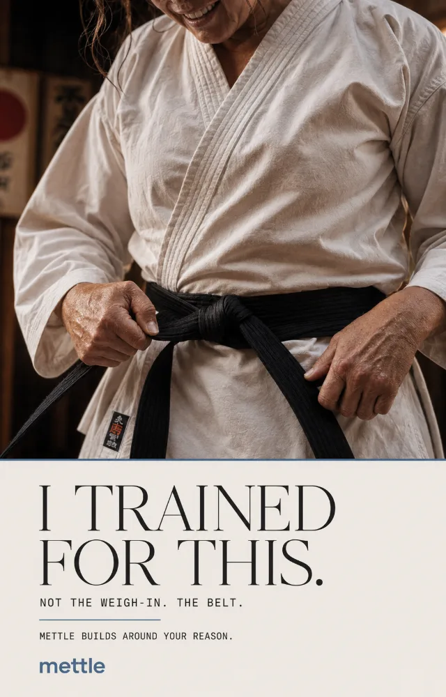Mettle press frame — I trained for this. Not the weigh-in. The belt.